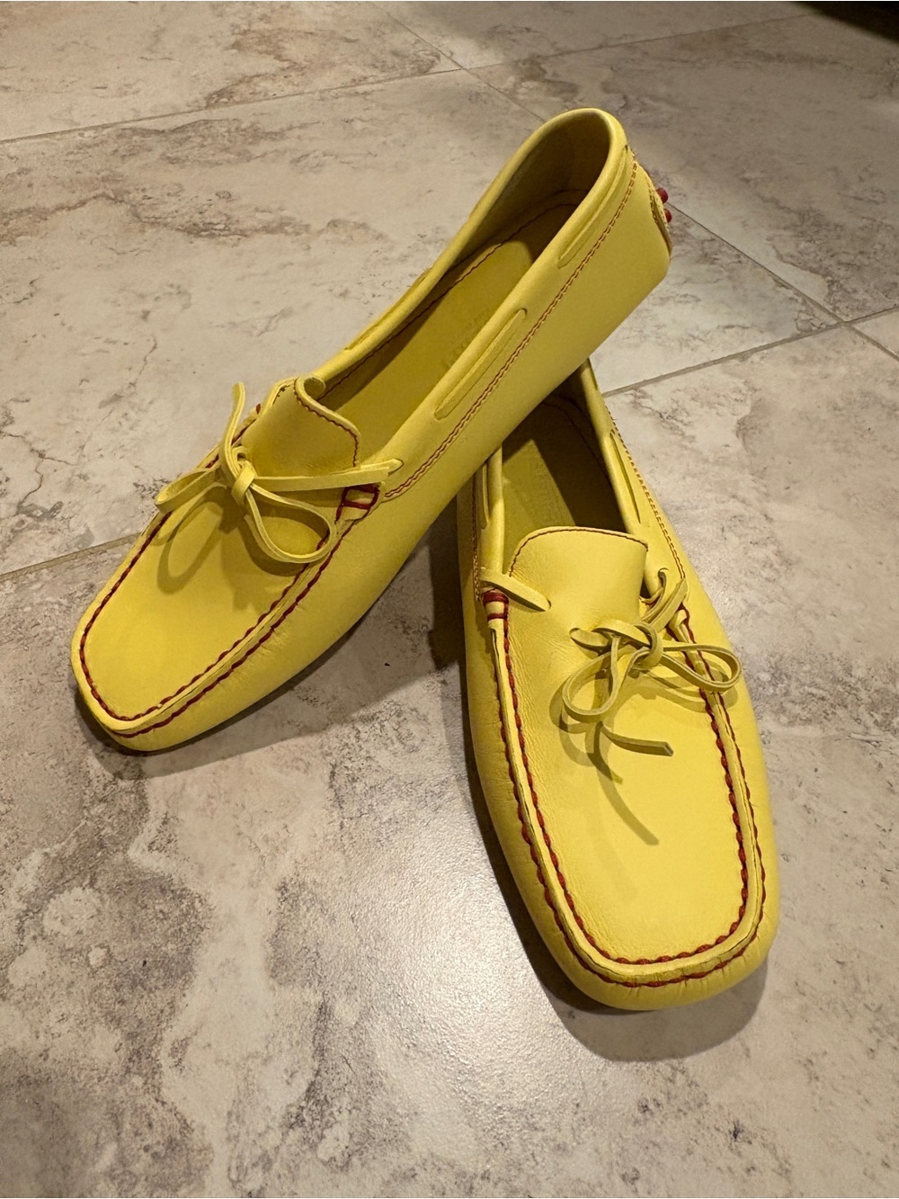 Tod’s Ferrari Yellow Leather Loafers, 7.5